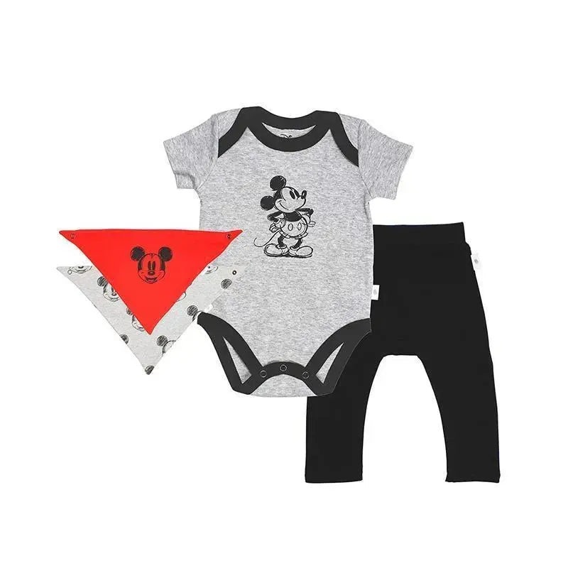 Finn + Emma Bodysuit, Pant & Bib Mickey Mouse, Grey/Red/Black