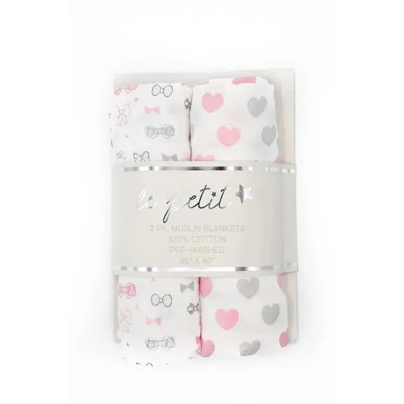 Forever Baby Muslin Swaddle Blankets Pink Heart