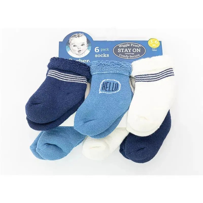 Gerber 6pk Fox Wiggle Proof Baby Terry Socks