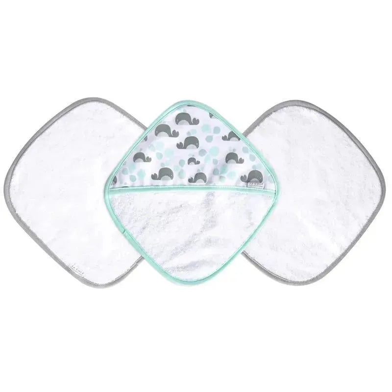 JJ Cole Washcloth and Bath Mitt Set, Aqua Whales