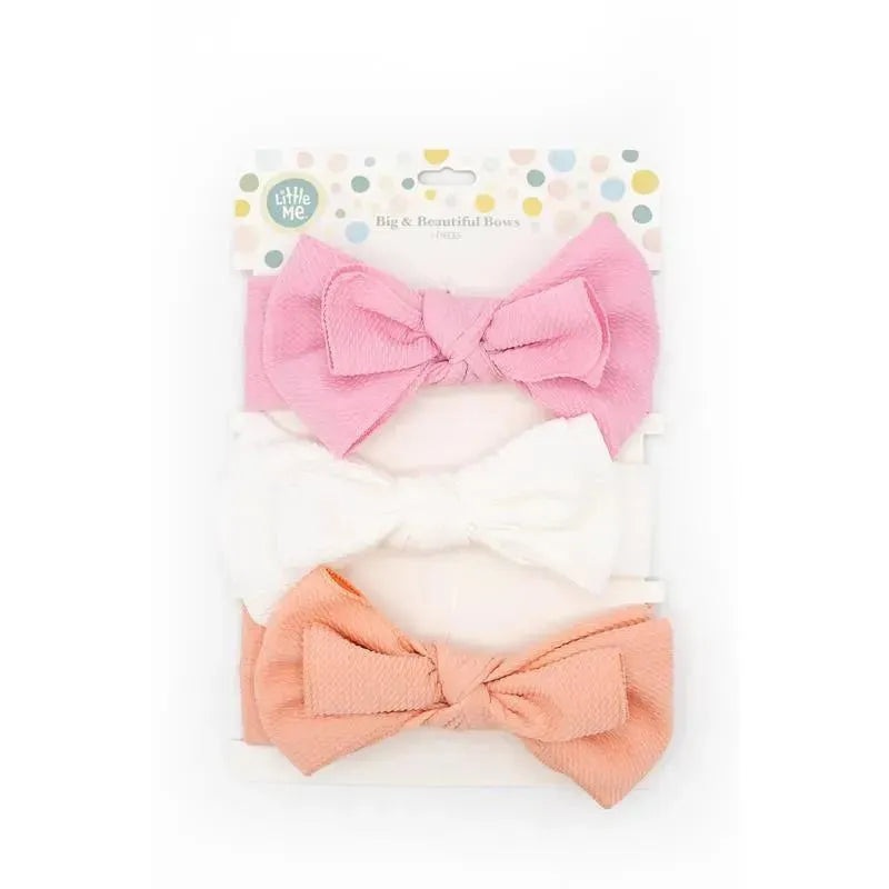 Little Me 3pk Headwrap Bows For Baby Girl,Pink,White,Coral