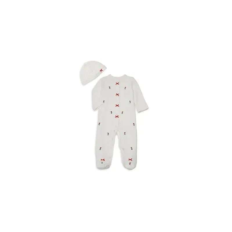 Little Me Baby Girl Footed Onesies & Baby Girl Hat Set,Rosebud
