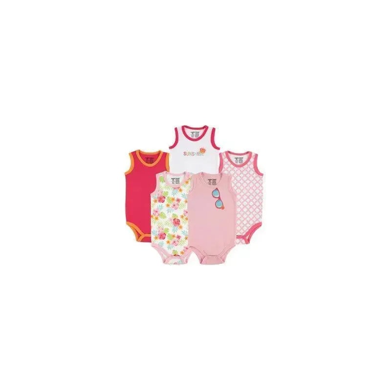 Luvable Friends 5-Pack Lightweight Sleeveless Bodysuits, Girl Sunglasses