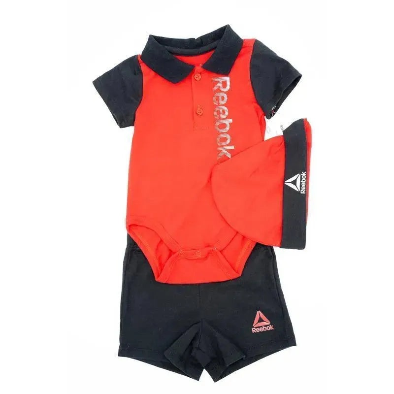 Reebok Layette Knit Creeper/Short/Hat Red Rush