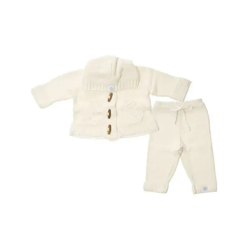 Beba Bean Knit Hoodie And Pant Set, Ivory