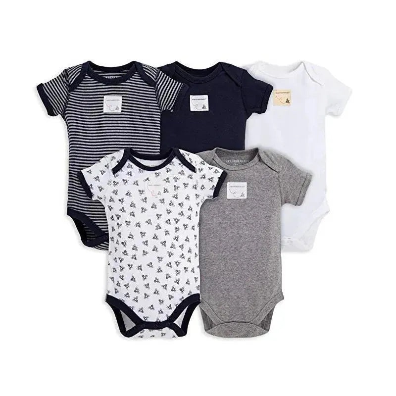 Burt’s Bees 5-Pack Short Sleeve Bodysuits, Blueberry