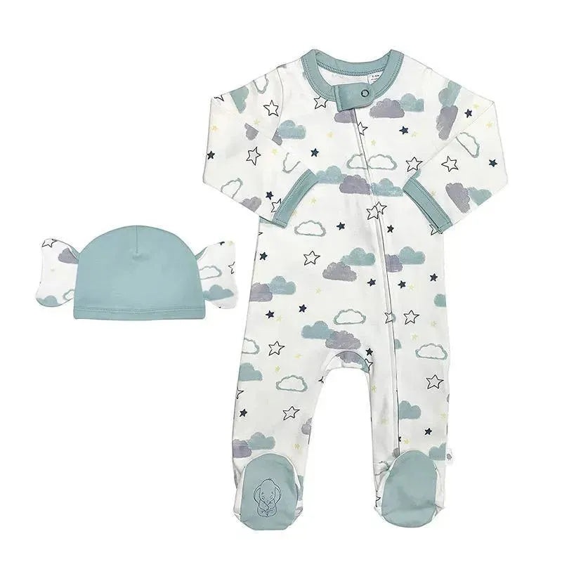 Finn + Emma Footie & Hat Clouds, Cream/Green