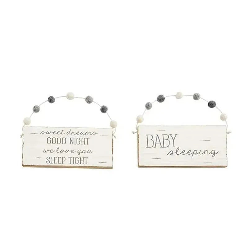 Mud Pie Wood Baby Door Hanger Let Her Sleep Gray