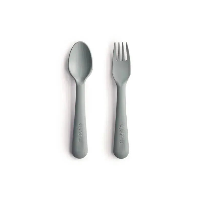 Mushie – Dinnerware Fork And Spoon Set (Sage)