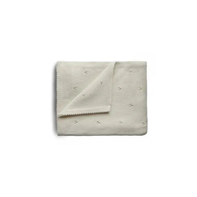 Mushie – Knitted Pointelle Baby Blanket – Ivory