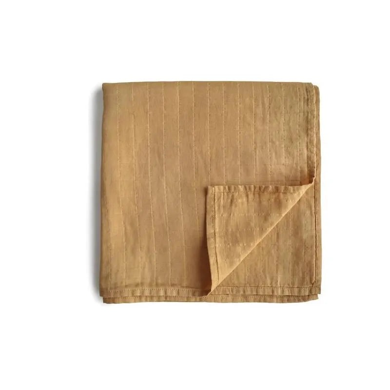 Mushie – Muslin Swaddle Blanket – Fall Yellow