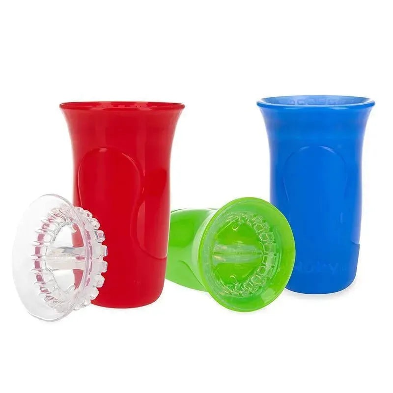 Nuby – 3 Pk Edge Cup 2 Part 360 Drinking Cup, Blue/Red/Green