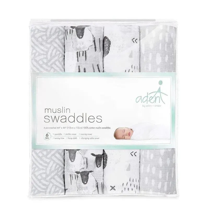 Aden + Anais – 4 Pk Muslin Swaddles, Pasture