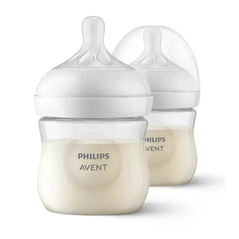Avent – 2Pk Natural Baby Bottle With Natural Response Nipple, Clear, 4Oz