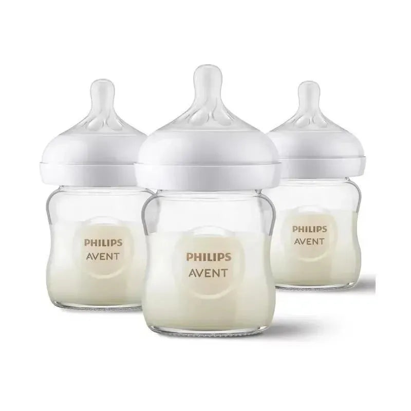 Avent – 3Pk Glass Natural Baby Bottle With Natural Response Nipple, 4Oz