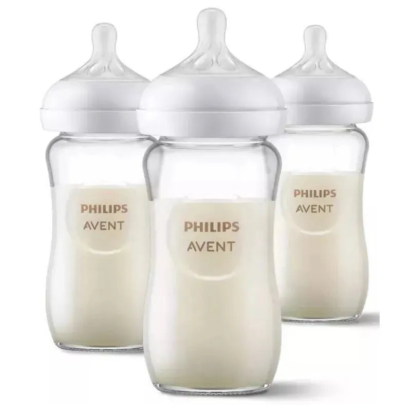 Avent – 3Pk Glass Natural Baby Bottle With Natural Response Nipple, 8Oz