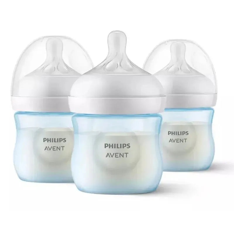 Avent – 3Pk Natural Baby Bottle With Natural Response Nipple, Blue, 4Oz