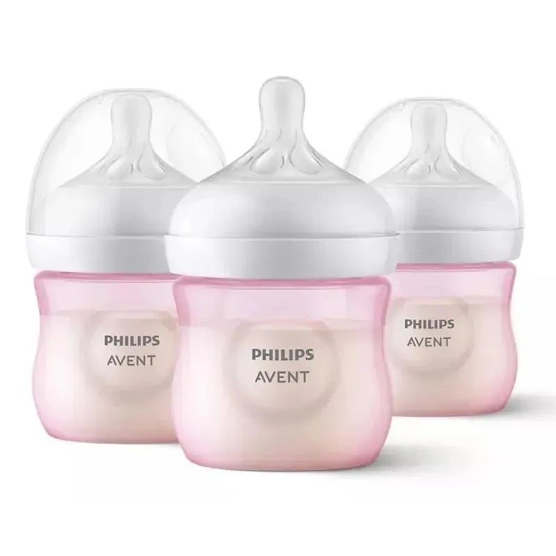 Avent – 3Pk Natural Baby Bottle With Natural Response Nipple, Pink, 4Oz