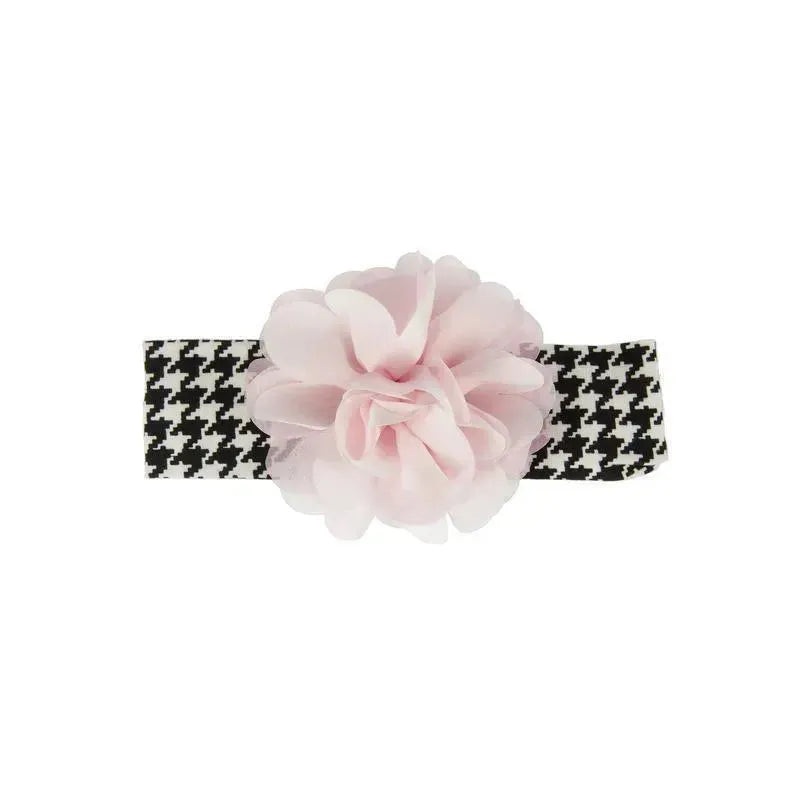 Ganz Houndstooth Headband Pink Flower, 0-12M