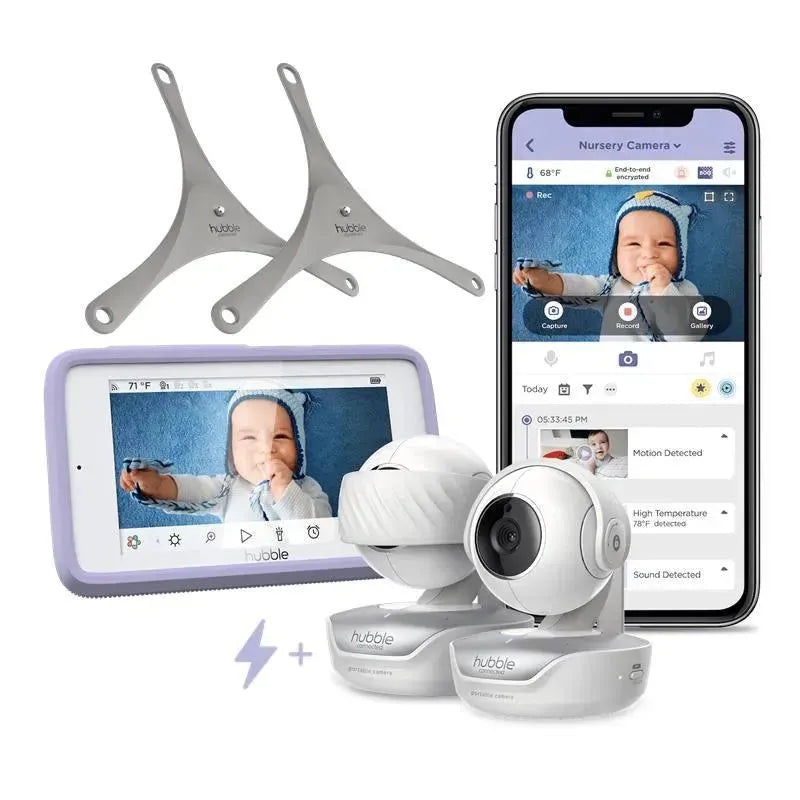 Hubble – Wi-Fi Nursery Pal Deluxe Twin 5 Smart Hd Baby Monitor With Touch Screen Viewer & Portable Twin Cameras