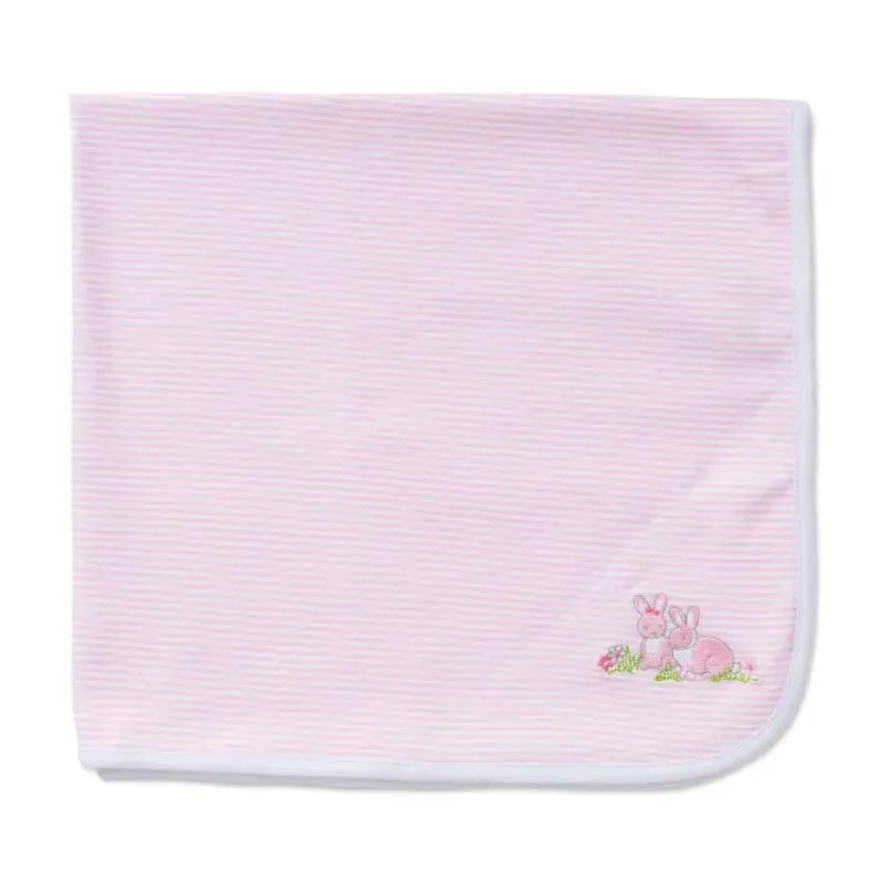 Little Me Baby Bunnies Receiving Blanket, Pink Stripe