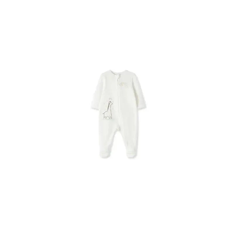 Little Me – Giraffe Velour Footie, Ivory