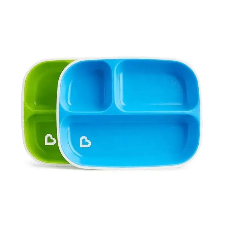 Munchkin Splash Divided Plates 2-Pack, Blue/Green