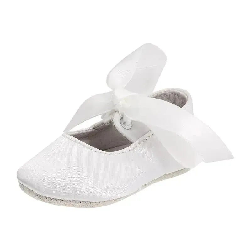 Ralph Lauren Baby – Layette Briley Ballet Crib Shoe, White Satin
