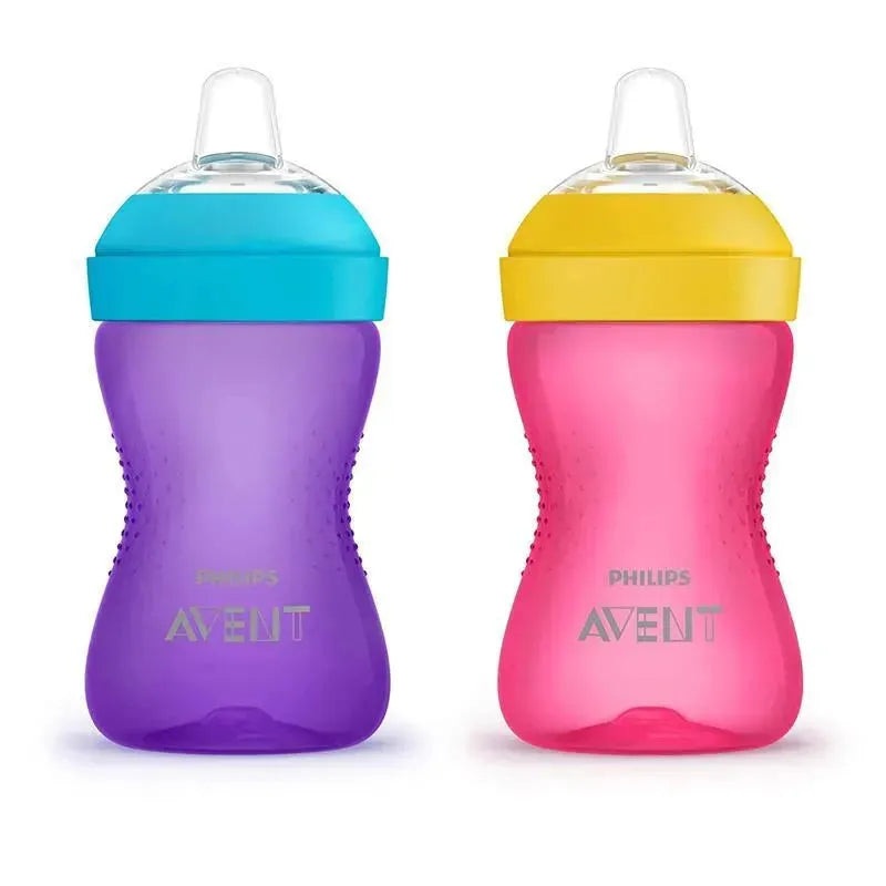 Avent – 2Pk My Grippy Spout Cup, Pink/Purple, 10Oz