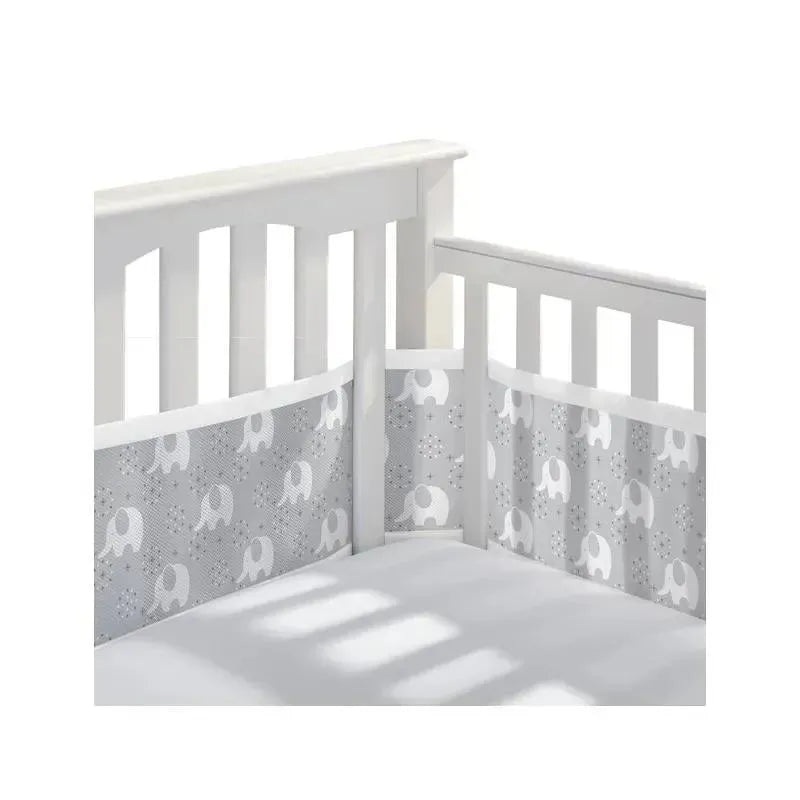 BreathableBaby – Classic Breathable Mesh Crib Liner, Peaceful Elephant Gray