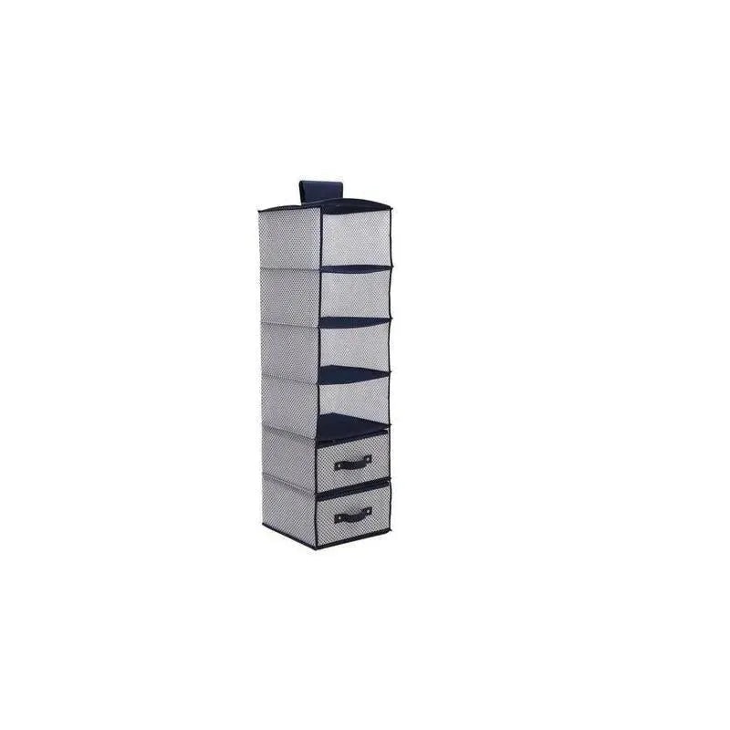Delta – 6 Shelf Storage With 2 Drawers, Navy