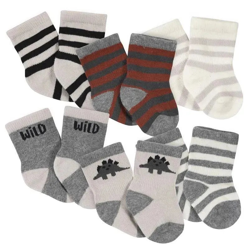 Gerber – 6Pk Wiggle Proof Jersey Crew Socks Boy Dino, 0/3M