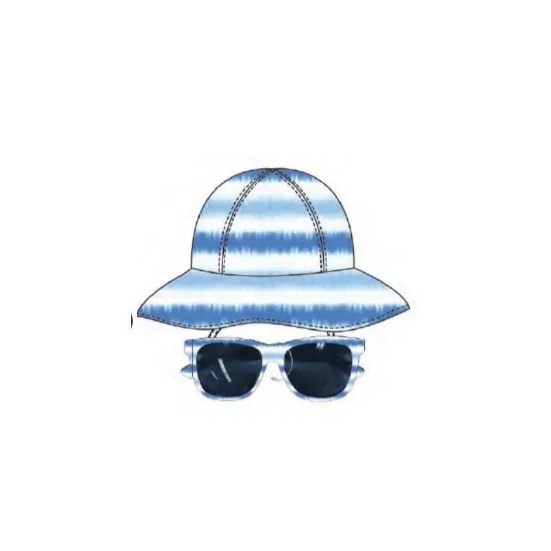 Little Me – 2Pc Boy Hat & Sunglass Set Tie Dye, Blue/White, 0/12M