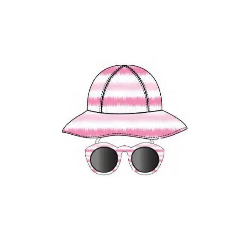 Little Me – 2Pc Girl Hat & Sunglass Set In Pink/White, 0/12M