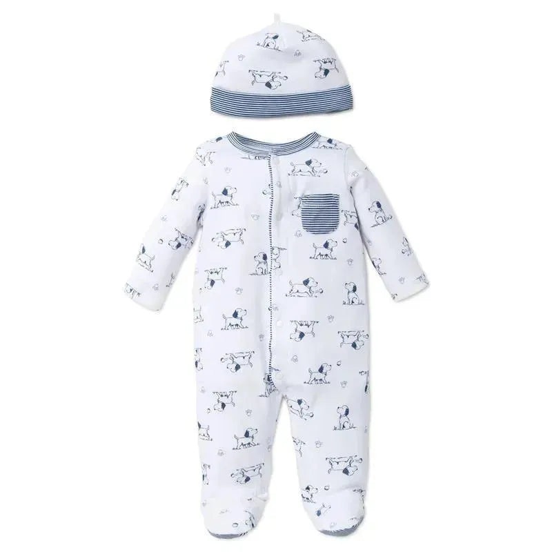 Little Me – Baby Boys Puppy Toile Footie And Cap, Preemie