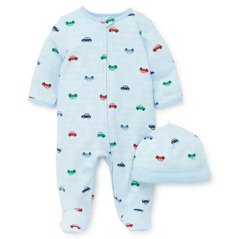Little Me – Colorful Cars Footie, Blue