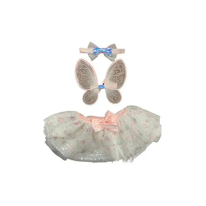 Little Me – Elly & Emmy 3 Piece Tutu Set Headband, Tutu, Wings, White/Pink, 0/12M