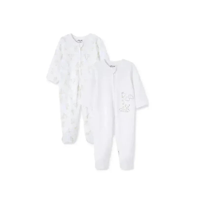 Little Me – Giraffes Footie 2 Pk, White
