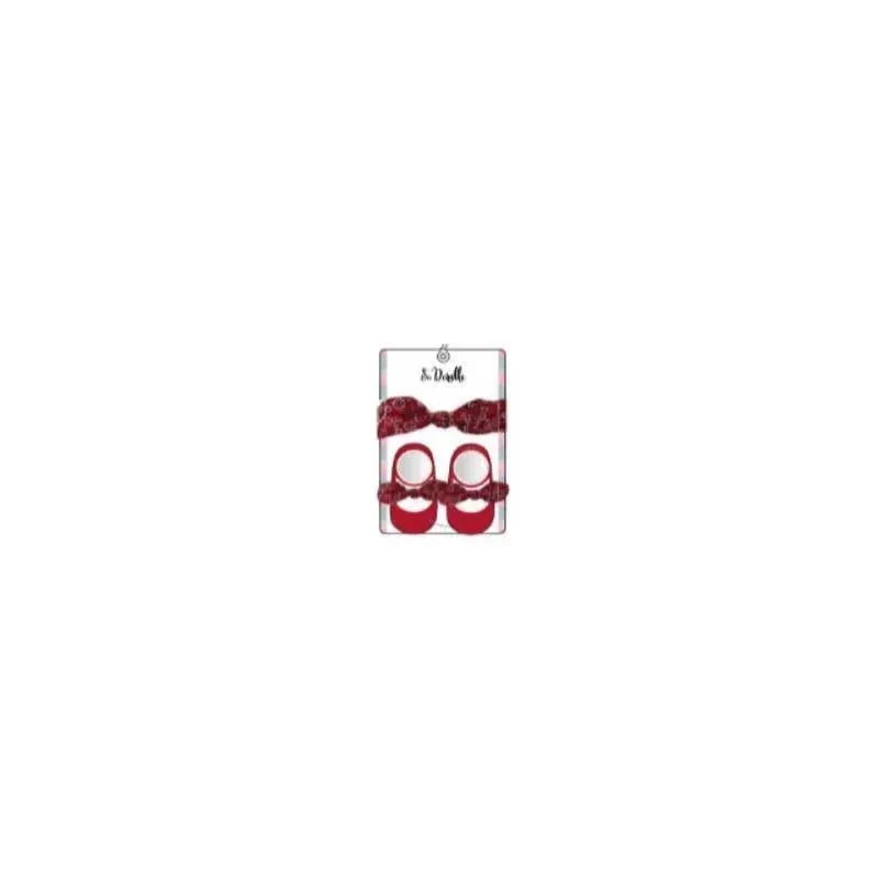 Little Me – Red Bandanna Headwrap & Booties, 0/12M