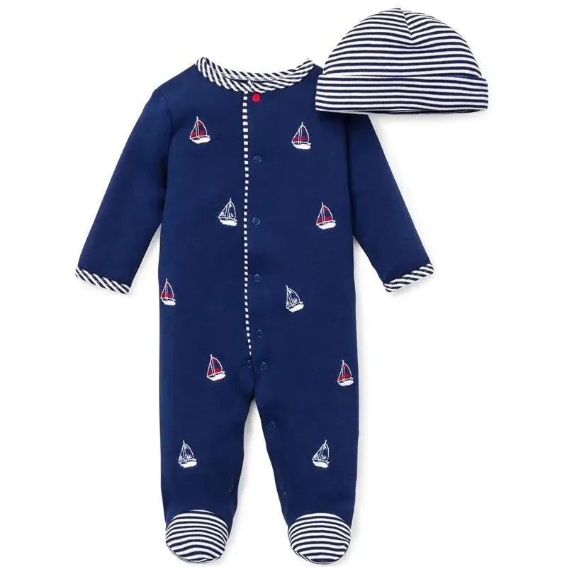 Little Me – Sailboats Footie & Hat, Navy