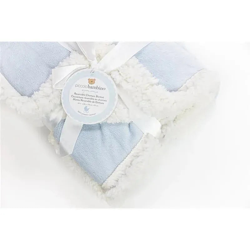 Piccolo Bambino Reversible Chamois Baby Blankets,Blue