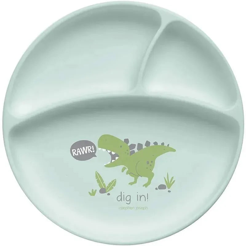 Stephen Joseph 100% Silicone Suction Plates For Babies, Dino