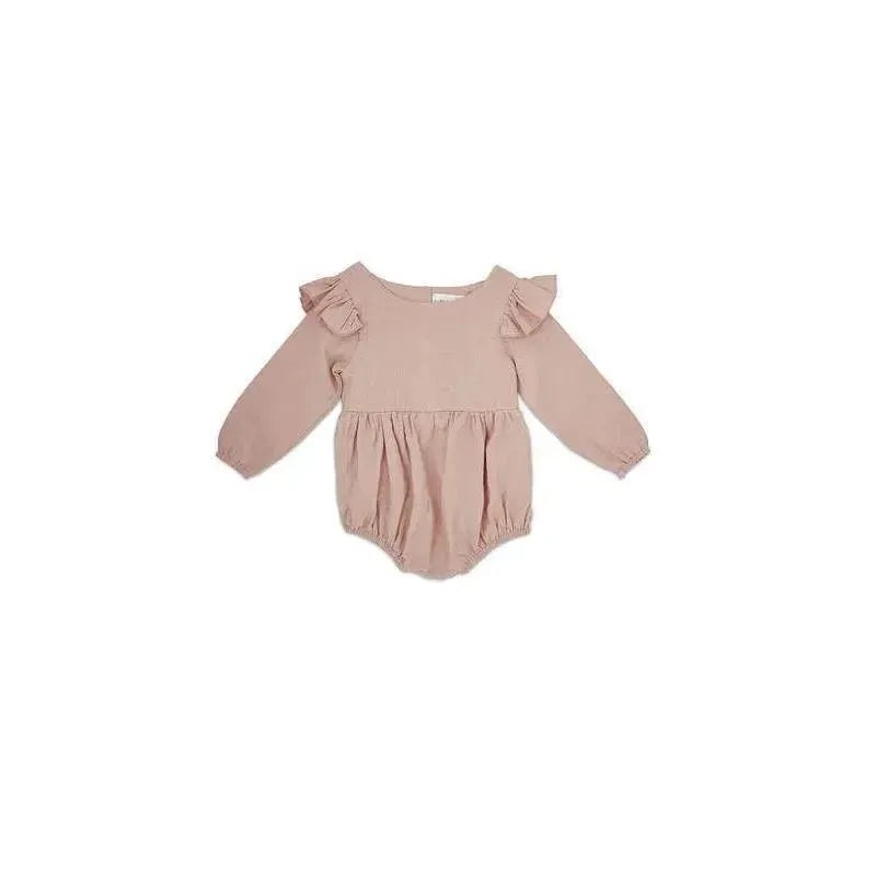 Babe Basics – Flutter Sleeve Linen Baby Romper, Blush