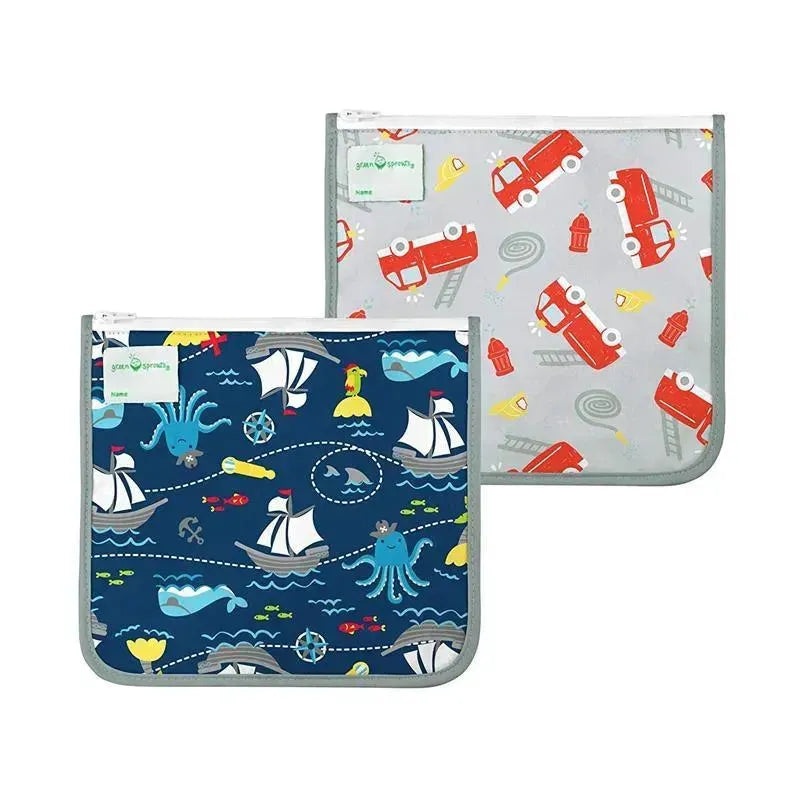 Iplay – 2 Pk Reusable Insulated Sandwich Bags, Navy Pirate, 6M