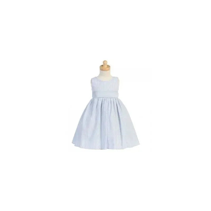 Lito – Sleeveless Striped Seersucker Dress, Light Blue, 2T