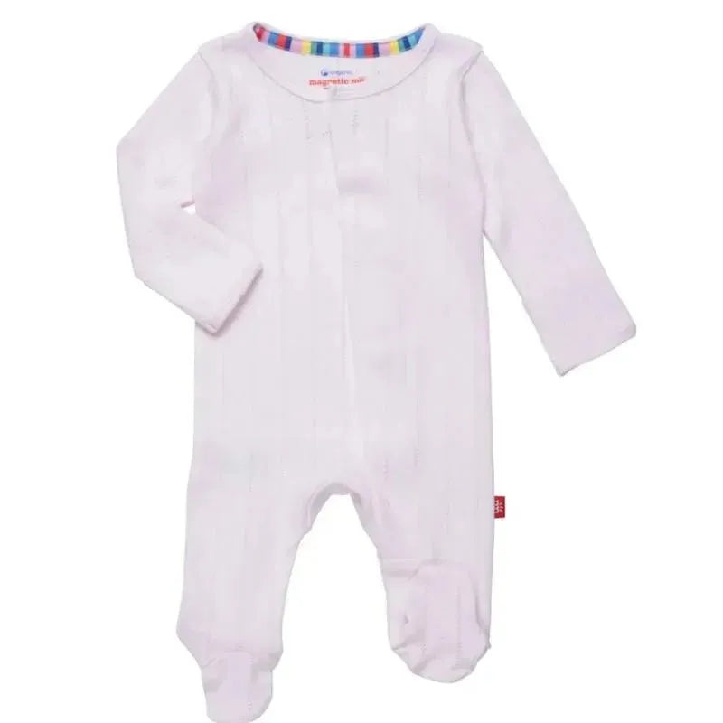 Magnetic Me – Love Lines Pink Pointelle Baby Footie