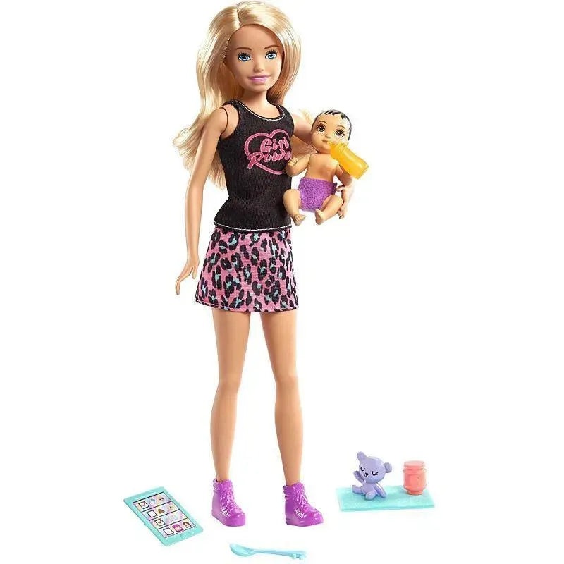 Mattel- Barbie Babysitter Doll/Baby/Accessory – Blonde- Toddler Toy