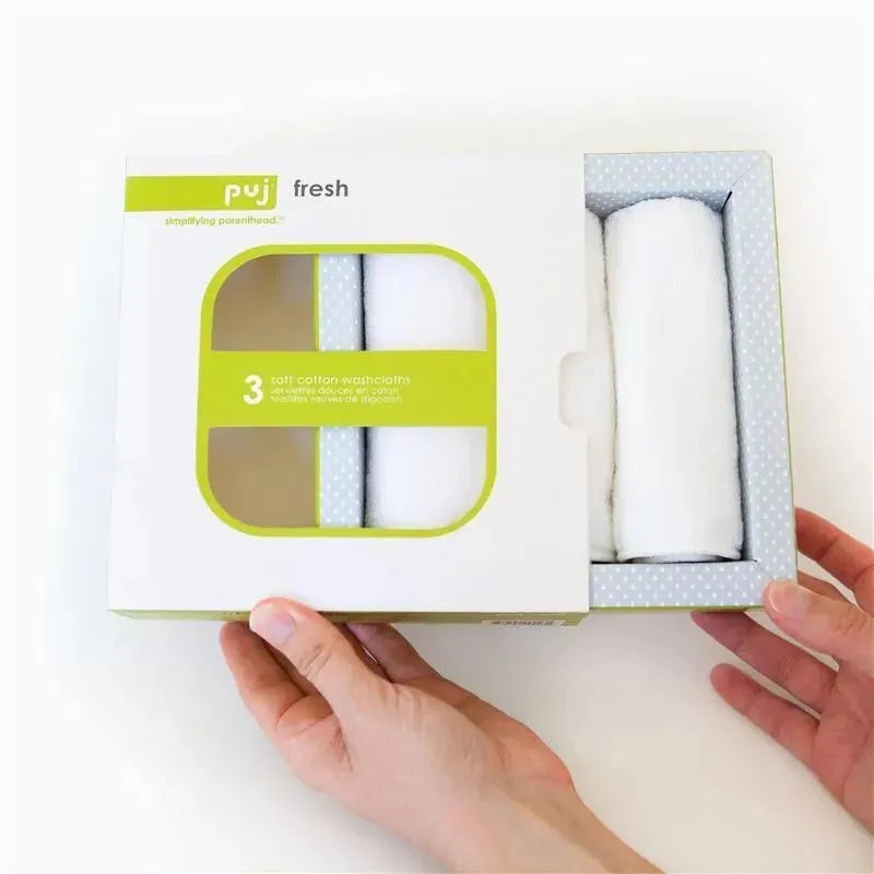 Puj Fresh 3-Pack Washcloths, White