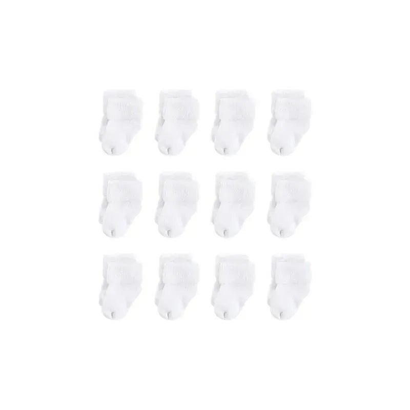 Baby Vision – 12Pk Baby Unisex Terry Socks, White, 6/12M