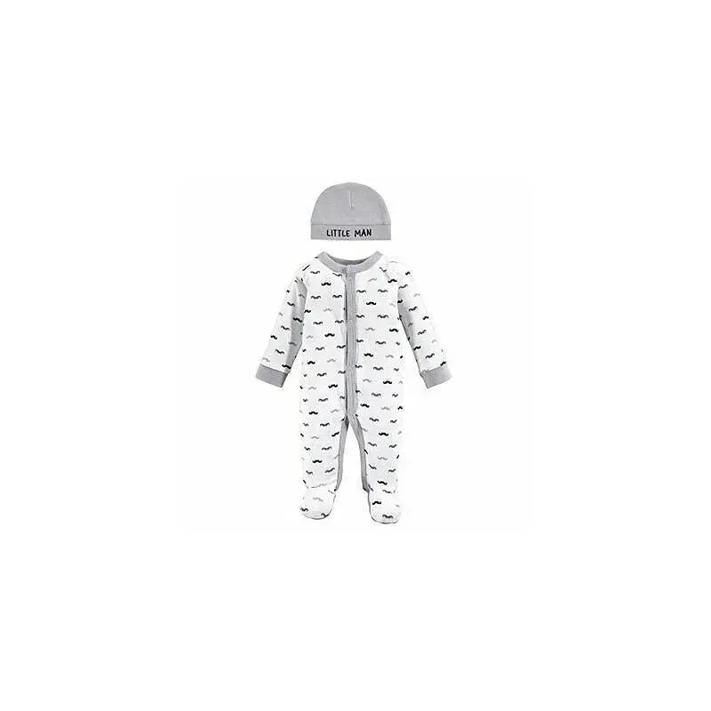 Baby Vision – 2Pc Baby Boy Sleep N Play and Cap Set, Preemie, Mustache